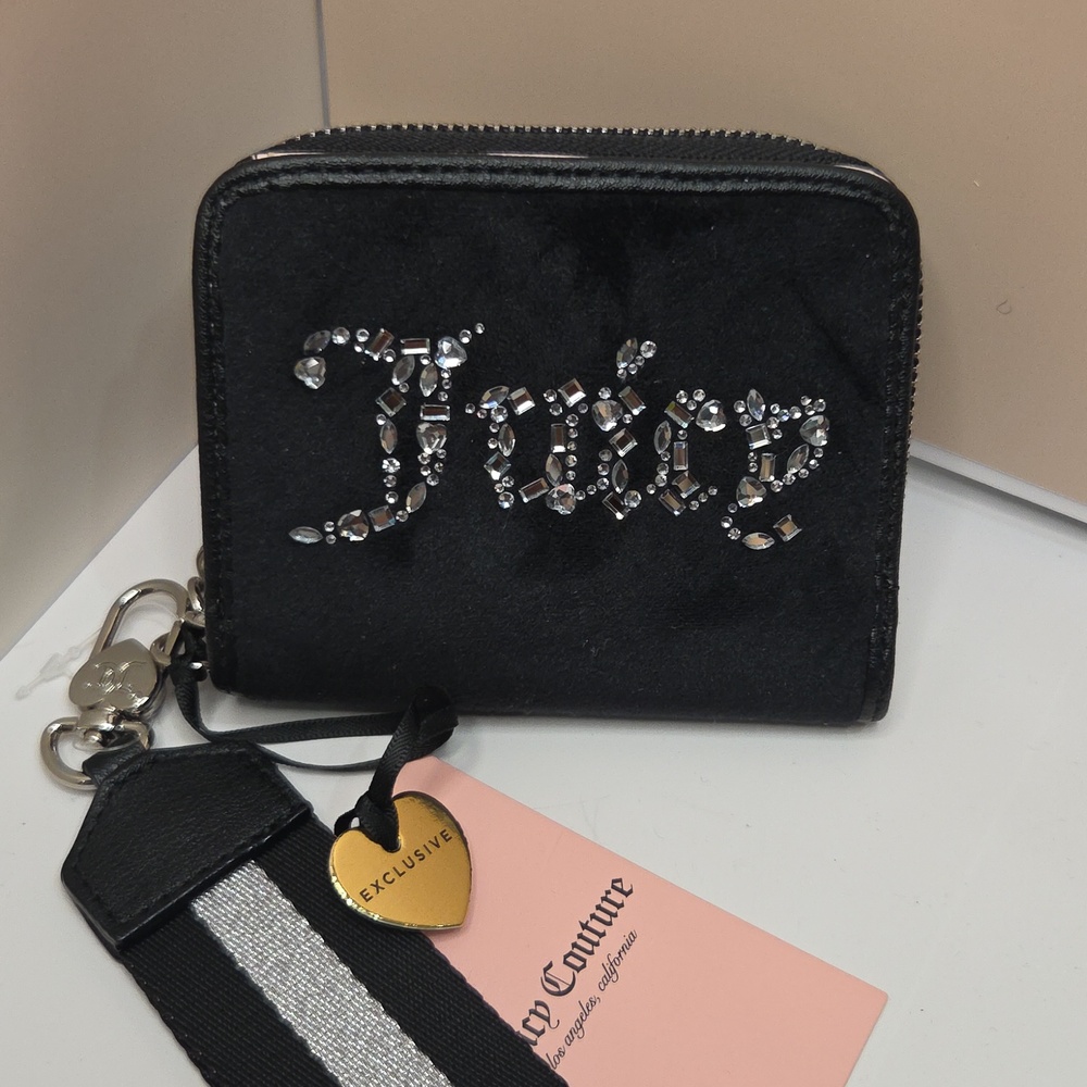 🖤▪️Juicy Couture ▪️All That Glitters Small Liquorice Silver Zip Around Wallet